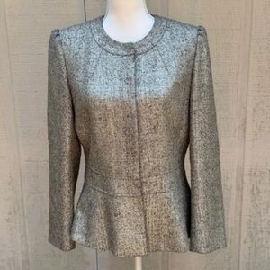 Lafayette 148 NY | Women’s Tan & Metallic Tweed Blend Jacket | Women’s size 16